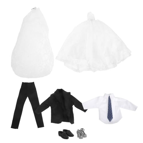 CIYODO Puppenkleider Hochzeit Brautkleid Bräutigam Anzug Formelle Schuhe Party Outfit Für Mädchen Jungen Kinderfest Anlass von CIYODO