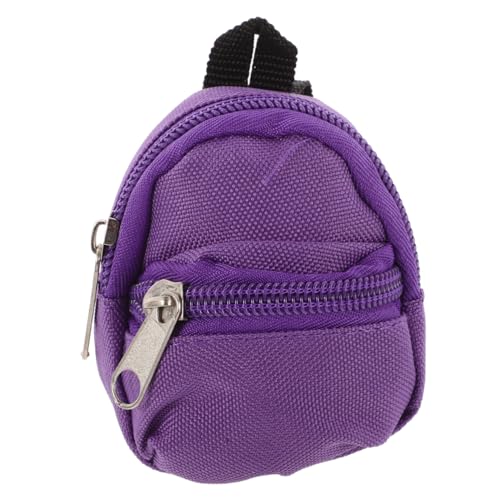 CIYODO Puppenrucksack puppenzubehör puppenhaus deko so tun, als Spiele Rucksack süße Puppentasche Decora- Spielzeuge Büchertasche Mini-Hausschmuck Mini-Rucksack-Modell Stoff Violett von CIYODO