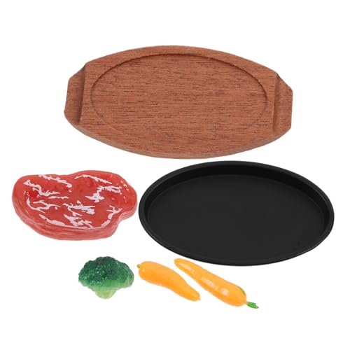 CIYODO Realistisches Miniatur Steak Spielküche Zubehör Künstliches Lebensmittel mit Detailgetreuem Steak Teller Puppenhaus Dekoration und Fotorequisite für Mini Küchen und Sammler von CIYODO