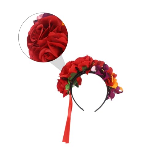 CIYODO Rotes Blumenstirnband mit Blume für Damen Modischer Haarschmuck für Festival Halloween und Strandparty Langlebiges Material Geeignet für Erwachsene von CIYODO
