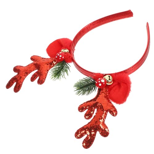 CIYODO Rotes Rentiergeweih Stirnband mit Glocken Komfortables Stoffmaterial Festlicher Weihnachtsschmuck für Party Kostüm und Bühnenauftritte Weihnachts Haarreif für Mädchen und Damen von CIYODO