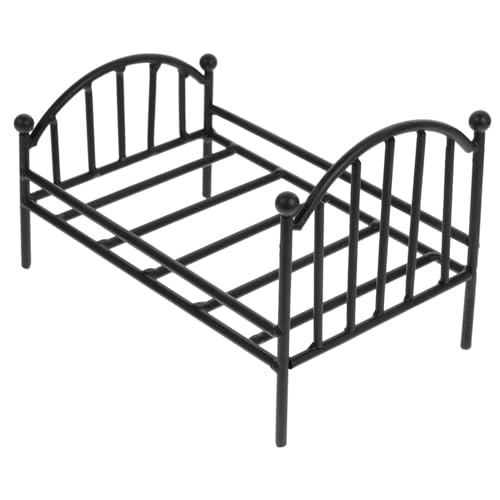 CIYODO Miniatur Metallbett Für Puppenhaus Mini Schlafzimmer Möbel Zubehör Für Kreative Und Dekoration Schwarze Eisenkonstruktion von CIYODO