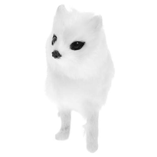 CIYODO Simuliertes Fuchsmodell Kleine Fox Figur Tierdekoration Standmodell Pädagogisches Kinderspielzeug Wohnaccessoire Geschenkidee für Geburtstag und Einweihung Weiß von CIYODO