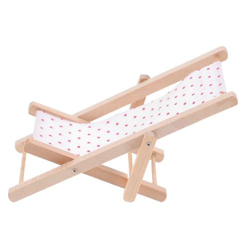 CIYODO Strand Liegestuhl Miniatur Strand Miniaturmöbel Strandstuhl Loungewear Mini-liegestuhl Mikro-landschafts-Miniatur-strandkorb Puppenhaus Chaiselongue Klappstuhl Mini-Stuhl Modell Holz Rosa von CIYODO