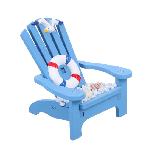 CIYODO Strandkorb Dekoration Simuliertes Strandkorbmodell Mini-Stuhl-Modell Miniatur-puppenstuhl Mini-strandkorb-Modell Seegelle Miniaturstuhl Zur Dekoration Strandzubehör Holz Blue von CIYODO