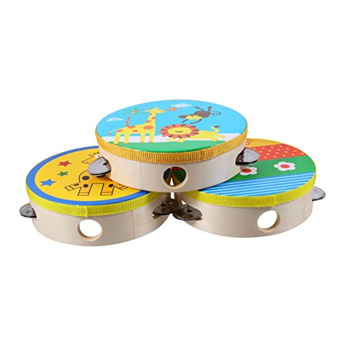 CIYODO Tambourin Tamburin für Kinderspielzeug Handglockenschlagtrommel tragbares Tamburin Percussion Instrument für Handtamburin aus Holz hölzern von CIYODO