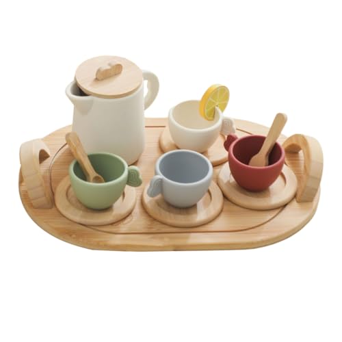 CIYODO Teeparty-Set Für Kinder Miniatur-Dekorationen Spielzeug Teeservice Aus Holz Und Silikon von CIYODO
