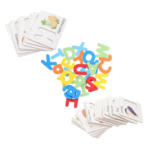 CIYODO Holzbuchstaben Puzzle-Spiel Vorschulisches Pädagogisches Spielzeug Lernkarten Obst Gemüse Anerkennung Sicheres Spielzeug von CIYODO