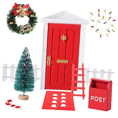 CIYODO Teiliges Weihnachts DIY Miniatur Elfen Tür Dekoration Langlebig und Glatt Puppenhaus Zubehör für Mädchen Einzigartige Mini Szene Weihnachtsdeko und Geschenkidee von CIYODO