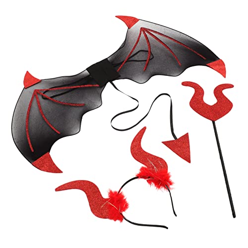 CIYODO Teufel Kostümset Halloween Teiliges Devil Horn Stirnband Flügel Set Leichtes Langlebiges Cosplay Zubehör für Kostümpartys und Karneval CIYODO Teufel Kostümset Halloween Teiliges Devil Horn Stirnband Flügel Set Leichtes Langlebiges Cosplay Zubehör für Kostümpartys und Karneval von CIYODO