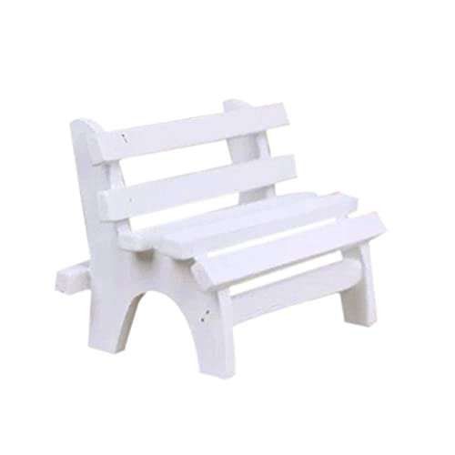 CIYODO Veranda-Stuhl-Figur Puppenhaus-Gartenbank Mini-Gartenbank Home Decor Home Dekoration rattanstuhl wohnraumdeko stühle Miniatur-Veranda-Stuhl handgefertigte Holzbank Bambus Weiß von CIYODO