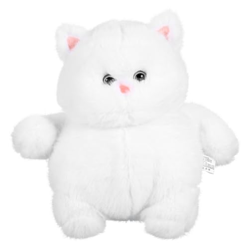 CIYODO Weiches Flauschiges Katzen Kuscheltier Plüschiges Kätzchen mit PP Baumwollfüllung Hautfreundlich und und Deko für Kinderzimmer Niedliches Weißes Kätzchen von CIYODO