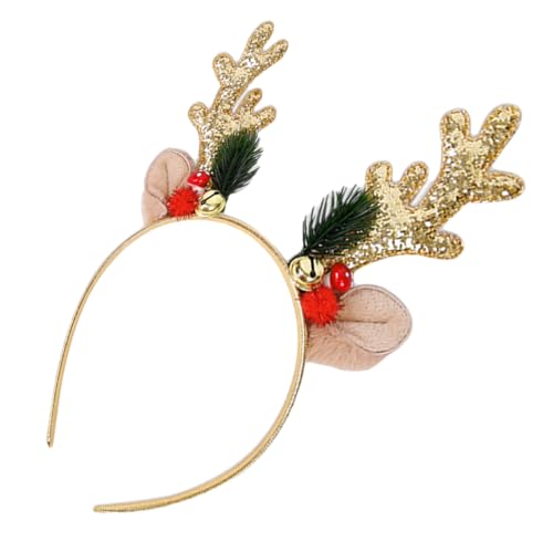 CIYODO Weihnachtliches Rentier Haarreif mit Goldfarbenen Glitzern und Glocken Festlicher Kopfschmuck für Xmas Partys Komfortabel Langlebig Vielseitig für Damen und Mädchen Geeignet von CIYODO