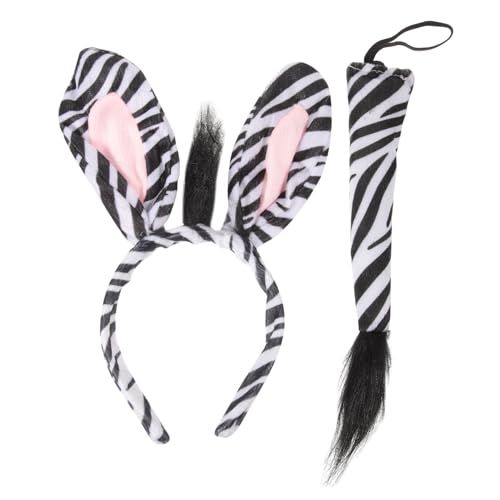 CIYODO Zebra Haarreif Set mit Weichen Ohren Langlebiges Kostüm Accessoire für Halloween Fasching Karneval Masquerade Party Bequemes Stirnband für Erwachsene und Alltagsschmuck von CIYODO