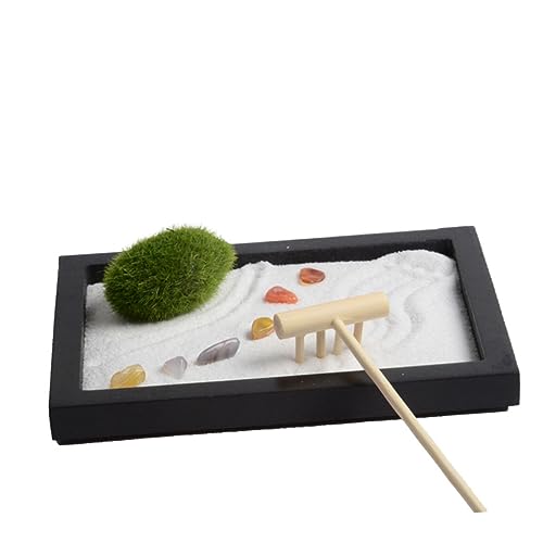 CIYODO Zen Garten Miniaturlandschaft Mit Sand Und Simulation Moos Elegante Tischdekoration Für Meditation Büro Und Zuhause Für Freunde Und Familie von CIYODO