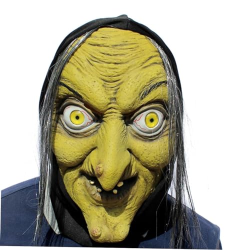 CIYODO Halloween-Maske halloween kostüm halloween costume party kostüm karnevals kostüm Partymaske Latex beängstigend Hexenmaske mit grünem Gesicht gruselige Maske Abschlussball die von CIYODO