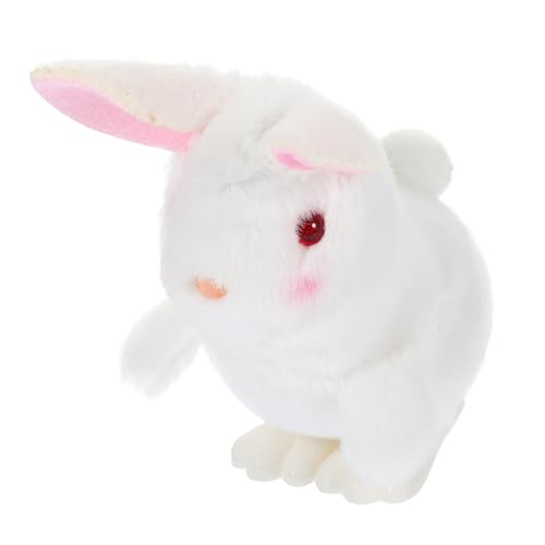 CIYODO Kleine Weiße Kaninchenpuppe Hüpfendes Hasenspielzeug Springender Süßer Hase Spielzeug Für Die Ostern Fuzzy-Kaninchen Osterspielzeug Zum Aufziehen Körbe Tier Plastik Geschenk von CIYODO
