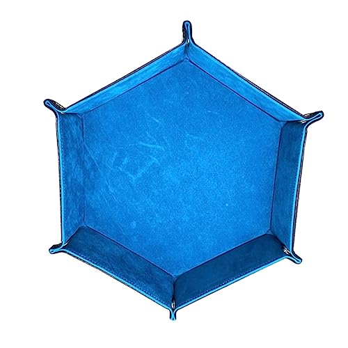 CIYODO zusammenklappbares Würfelfach Faltbare aufbewahrungsboxen Foldable Storage Boxes knopfe ansteckbutton Falten Würfelaufbewahrung sechseckige Würfelschale Lederwürfelschale Blue von CIYODO