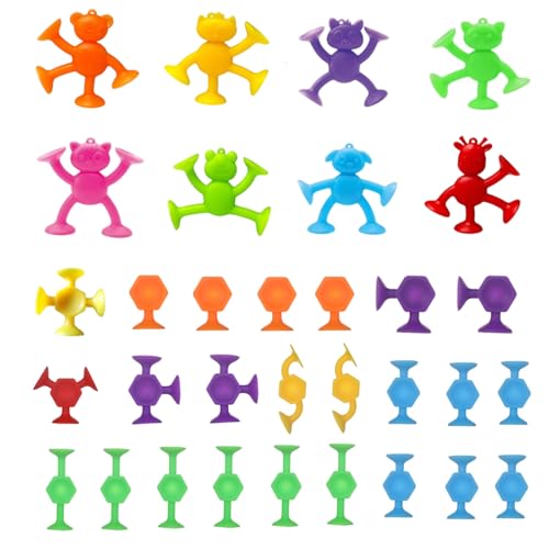 32 Teile Set Mit Tierfiguren Und Mini-Hexagonen, Saugnapf Spielzeug Kinder, Badewannen Spielzeug Kinder, Squigz, Ideal Für Kindererziehung Und Farbenlehre, Mehrfarbig 32 Teile Set Mit Tierfiguren Und Mini-Hexagonen, Saugnapf Spielzeug Kinder, Badewannen Spielzeug Kinder, Squigz, Ideal Für Kindererziehung Und Farbenlehre, Mehrfarbig von CJAPGJW