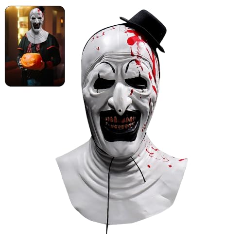 CJBIN Art The Clown Maske, Halloween Clown Maske, Horror Clown Maske, Joker Maske, Terrifier Maske für Halloween Party Karneval Cosplay Requisiten, Realistisch und Gruselig, passt 22-24 Zoll von CJBIN