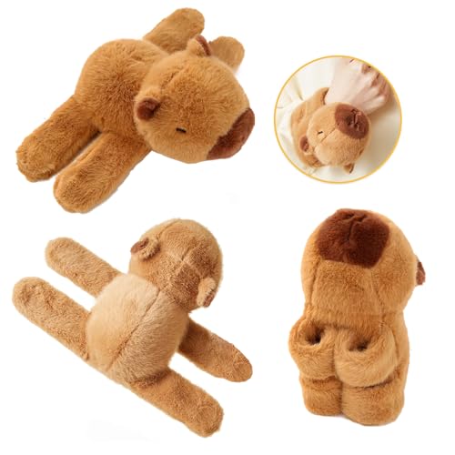 CJBIN Capybara Schnapparmband, Capybara Plüschtier mit 2 Armbänder, Capybara Kuscheltier Snap Armband Geschenke, Kleine Capybara Kuscheltier Klatscharmband für Kinder (20 cm) von CJBIN