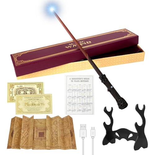 CJBIN Harry Zauberstab mit Licht, Zauberstab Harry, Harry Wand mit USB Aufladung, HPotter Stab in Geschenkbox mit Karte, Stationsticket, Landkarte, und Zauberstabhalter CJBIN Harry Zauberstab mit Licht, Zauberstab Harry, Harry Wand mit USB Aufladung, HPotter Stab in Geschenkbox mit Karte, Stationsticket, Landkarte, und Zauberstabhalter von CJBIN