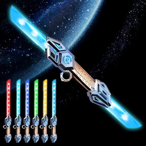 CJBIN Lichtschwert Kinder, 6 RGB Farben Wiederaufladbare Laserschwert Kinder, 2 In 1 Konvertierbar LED Light Saber, Laser Schwert mit Licht und Sound, Licht Schwert für Cosplay, War Fighters (Blau) von CJBIN