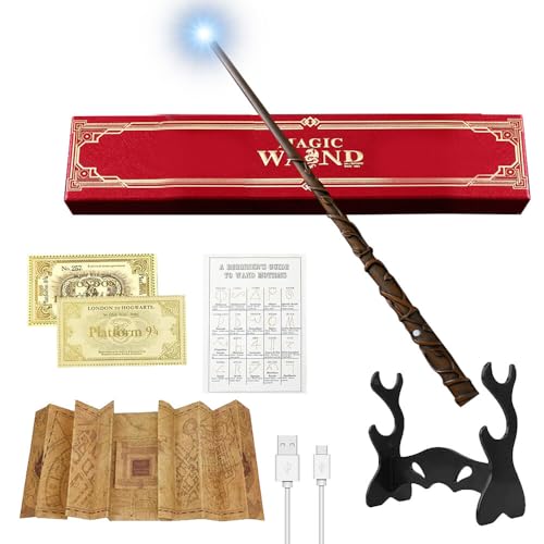 CJBIN Zauberstab Hermine Granger, Hermine Zauberstab mit Licht, USB Aufladung Hermine Granger Zauberstab, Zauberstab Hermine Stab in Geschenkbox mit Karte, Stationsticket, Landkarte, und Halter CJBIN Zauberstab Hermine Granger, Hermine Zauberstab mit Licht, USB Aufladung Hermine Granger Zauberstab, Zauberstab Hermine Stab in Geschenkbox mit Karte, Stationsticket, Landkarte, und Halter von CJBIN