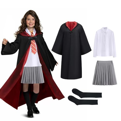 Zauberer Kostüm Kinder, CJBIN 8 Teiliges Umhang Kinder, Zauberer Umhang mit Bluse,Rock,Socken,Zauberstab,Brille,Krawatte Halskette,Zau-berer Cosplay Kos-tüm,Halloween KostümKinder für Karneval Cosplay Zauberer Kostüm Kinder, CJBIN 8 Teiliges Umhang Kinder, Zauberer Umhang mit Bluse,Rock,Socken,Zauberstab,Brille,Krawatte Halskette,Zau-berer Cosplay Kos-tüm,Halloween KostümKinder für Karneval Cosplay von CJBIN
