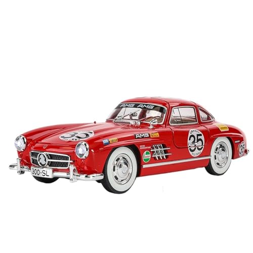 CJJXKBEP Fertiges Modellauto Legierung 1:24 for Benz 300SL 35# Vintage Classic Car Model Druckguss Miniatur-Fahrzeugmodell Mit Sound Und Licht Miniatur Auto Modell im Massstab(Red) von CJJXKBEP