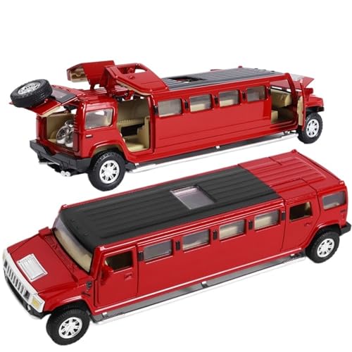 CJJXKBEP Fertiges Modellauto Legierung 1:32 for Hummar, Lange Version, Simulationsautomodell Mit Ton Und Licht, Zurückziehbares Druckguss-Fahrzeugmodell Miniatur Auto Modell im Massstab(Red) von CJJXKBEP