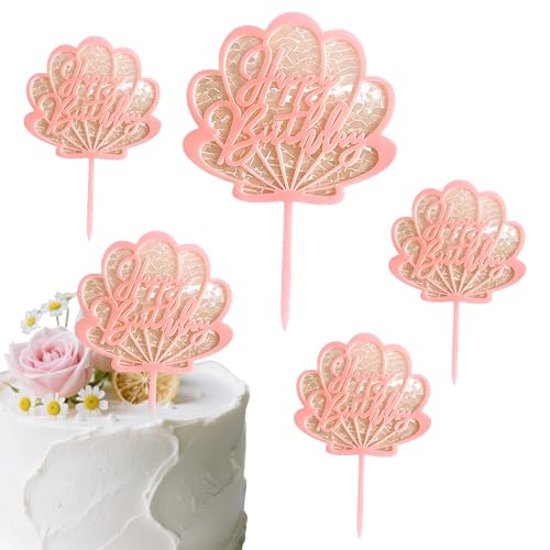 Muschel-Kuchenaufsatz aus Acryl, "Happy Birthday"-Schild für Kuchen, Party-Dekorationen, Cupcake-Picks für Brautkuchen, Dessert, Geburtstag, Hochzeit, Zubehör Muschel-Kuchenaufsatz aus Acryl, "Happy Birthday"-Schild für Kuchen, Party-Dekorationen, Cupcake-Picks für Brautkuchen, Dessert, Geburtstag, Hochzeit, Zubehör von CJKDXDH