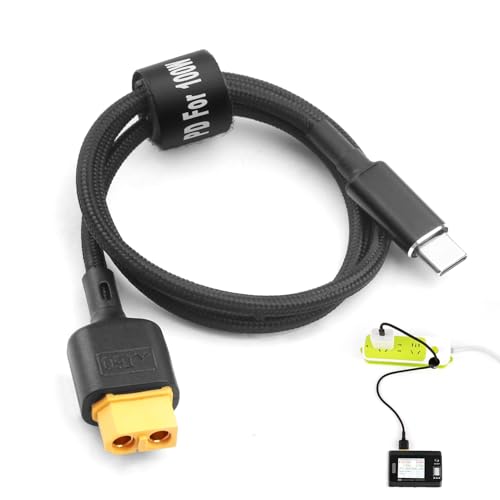 100W USB-C zu XT60 Ladekabel, 1,65 Fuß langes Hochleistungskabel mit PD 100W max für Drohnen, Solarbatterien und mehr – Kompatibel mit Tool-kitrc M7, M6, M6D, M8S Ladegeräten 100W USB-C zu XT60 Ladekabel, 1,65 Fuß langes Hochleistungskabel mit PD 100W max für Drohnen, Solarbatterien und mehr – Kompatibel mit Tool-kitrc M7, M6, M6D, M8S Ladegeräten von CJMUQHEHH