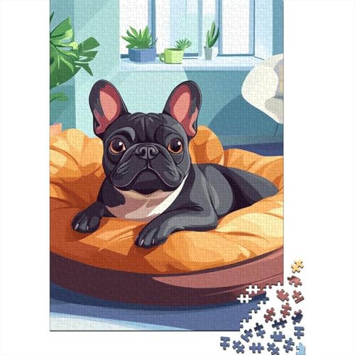 French BullHund Puzzle 1000 Teile Schwer Puzzle Spielzeug Pädagogisches Spiel Impossible Herausforderung Spielzeug Für Erwachsene Und Kinder Ab 12 Jahren 1000pcs (75x50cm) von CJURAMTON