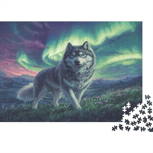 Sibirischer Husky Puzzle 1000 Teile Schwer Puzzle Spielzeug Pädagogisches Spiel Impossible Aurora Herausforderung Spielzeug Für Erwachsene Und Kinder Ab 12 Jahren 1000pcs (75x50cm) von CJURAMTON