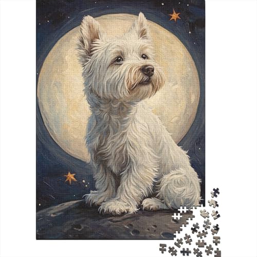 West Highland White Terrier Puzzles 1000 Teile Schwer Puzzle Spielzeug Pädagogisches Spiel Impossible Herausforderungsspielzeug Für Erwachsene Und Kinder Ab 12 Jahren 1000pcs (75x50cm) von CJURAMTON