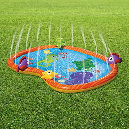 Wasserspielmatte, langlebig, tragbar, aufblasbar Sprinkler Pad Sprinkle und Splash Planschbecken Sommer Spray Spielzeug für Kinder Outdoor Garten Familie Aktivitäten Meer Leben PVC Matte Paddling von CKB LTD