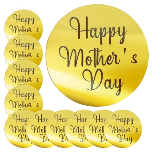10 Stück Happy Mother's Day Cake Topper, Acryl Runde Muttertag Cupcake Topper Muttertag Acryl Cupcake Topper Muttertag Cupcake Topper für Mama Geburtstag Party Dekorationen (Gold) von CKCSHI