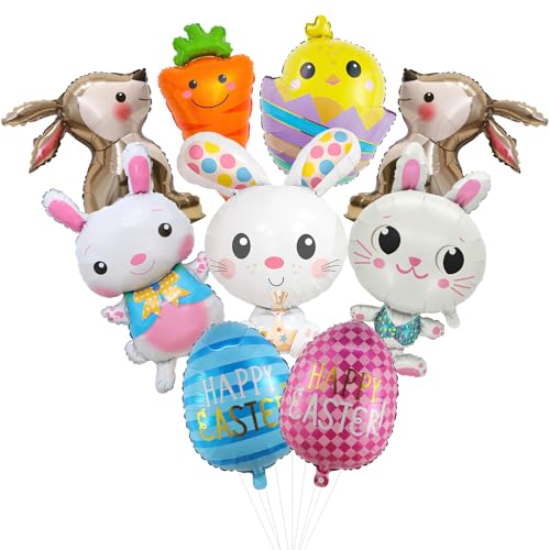 9 Stück Osterballons, Hasen-Folienballons, Folien-Heliumballon, Hasen-Kükeneier-Ballon für Ostern, Büro, Zuhause, Innen- und Außenbereich, Party-Dekorationen 9 Stück Osterballons, Hasen-Folienballons, Folien-Heliumballon, Hasen-Kükeneier-Ballon für Ostern, Büro, Zuhause, Innen- und Außenbereich, Party-Dekorationen von CKCSHI