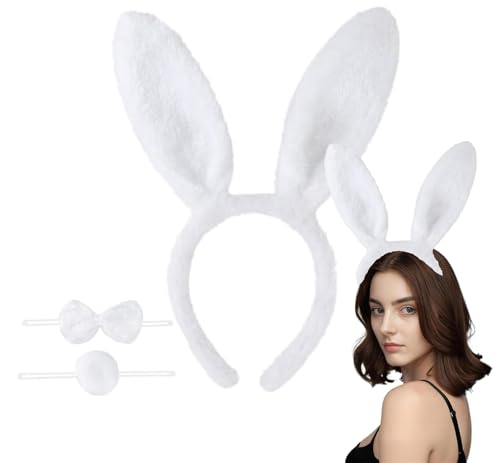 CKCSHI 3-teiliges Hasenkostüm-Zubehör-Set, Osterhasenohren, Osterhasen-Haarband, Hasenohren, Fliege, runder Schwanz, Kostümzubehör, Weltbuchtag, Halloween-Outfit für Erwachsene CKCSHI 3-teiliges Hasenkostüm-Zubehör-Set, Osterhasenohren, Osterhasen-Haarband, Hasenohren, Fliege, runder Schwanz, Kostümzubehör, Weltbuchtag, Halloween-Outfit für Erwachsene von CKCSHI