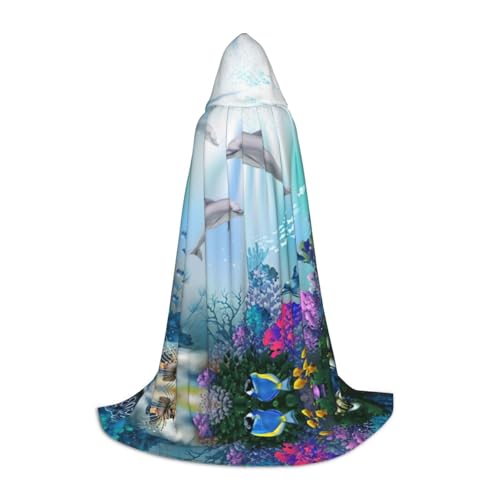 CKGODGF Blauer Ozean-Umhang mit Unterwasserfisch-Druck, stilvoller Kapuzenumhang, perfekt für Winter, Karneval und Cosplay, weicher und langfristiger Umhang CKGODGF Blauer Ozean-Umhang mit Unterwasserfisch-Druck, stilvoller Kapuzenumhang, perfekt für Winter, Karneval und Cosplay, weicher und langfristiger Umhang von CKGODGF