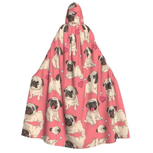 CKGODGF Halloween-Umhang mit Mops-Aufdruck für Erwachsene, mit Kapuze, Damen- und Herren-Umhang für Cosplay, Partys und Festivals CKGODGF Halloween-Umhang mit Mops-Aufdruck für Erwachsene, mit Kapuze, Damen- und Herren-Umhang für Cosplay, Partys und Festivals von CKGODGF