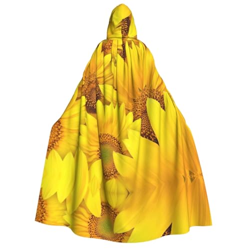 CKGODGF Halloween-Umhang mit Sonnenblumen-Motiv, für Erwachsene, mit Kapuze, für Cosplay, Partys und Festivals von CKGODGF