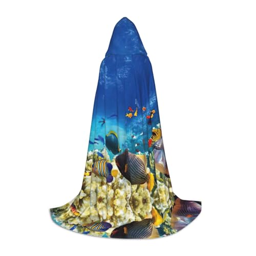 CKGODGF Stilvoller Kapuzenumhang mit buntem Meeresfisch-Druck, perfekt für Winter, Karneval und Cosplay, weicher und langfristiger Umhang CKGODGF Stilvoller Kapuzenumhang mit buntem Meeresfisch-Druck, perfekt für Winter, Karneval und Cosplay, weicher und langfristiger Umhang von CKGODGF