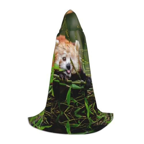 CKGODGF Stilvoller Kapuzenumhang mit kleinem rotem Panda-Druck, perfekt für Winter, Karneval und Cosplay, weicher und langfristiger Umhang von CKGODGF