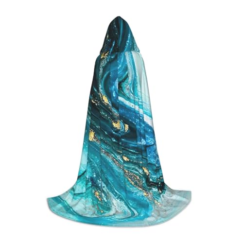 CKGODGF Stilvoller Umhang mit Kapuze, türkis-blau-goldener Marmor-Druck, perfekt für Winter, Karneval und Cosplay, weicher und langfristiger Umhang CKGODGF Stilvoller Umhang mit Kapuze, türkis-blau-goldener Marmor-Druck, perfekt für Winter, Karneval und Cosplay, weicher und langfristiger Umhang von CKGODGF