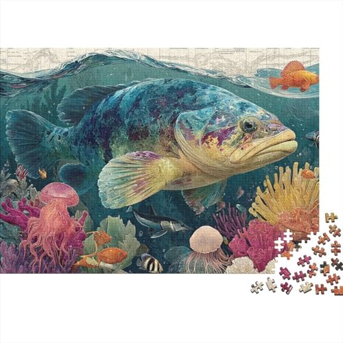Lernpuzzlespiel „Meeresleben, Unterwasserwelt“, geeignet für Teenager, geeignet für Familienunterhaltung, hoher Schwierigkeitsgrad, 1000 Teile (75 x 50 cm) von CKMSMCS