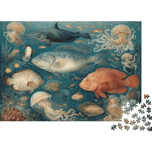 Lernspiele zum Thema Meeresleben und Unterwasserwelt, geeignet für Kinder ab 14 Jahren, Familienunterhaltung, Herausforderungen mit hohem Schwierigkeitsgrad, 1000 Teile (75 x 50 cm) von CKMSMCS