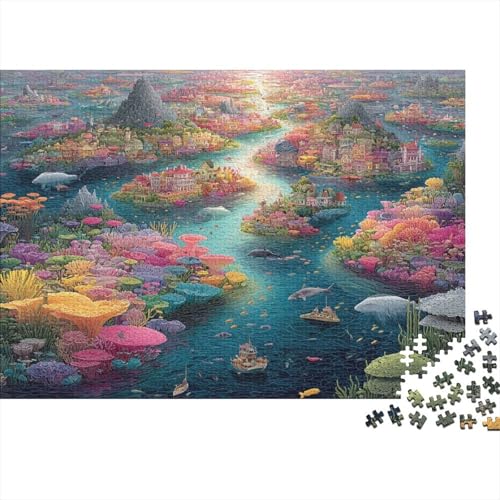Lernspiele zum Thema Meeresleben und Unterwasserwelt für Jungen und Mädchen, pädagogische Puzzlespiele, geeignet für Familienunterhaltung, sehr interessant, 1000 Teile (75 x 50 cm) von CKMSMCS