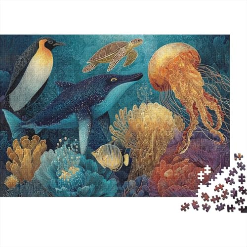 Lernspiele zum Thema Meeresleben und Unterwasserwelt für Jungen und Mädchen, pädagogische Puzzlespiele, geeignet für Familienunterhaltung, sehr interessant, 500 Teile (52 x 38 cm) von CKMSMCS